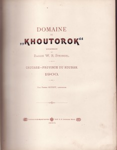 Domaine Khoutorok Appartenant Baron W.R. Steingel 1900 back-side