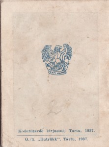 Noorema kodutütre 10 käsku 1937 Esmatrükk. back-side