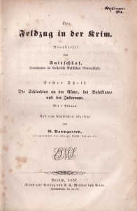 Der Feldzug in der Krim. I II III 1857-1860 Berlin