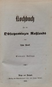 Kochbuch für die Ostseeprovinzen Russlands von Lyda Pank 1886 Riga und Dorpat back-side