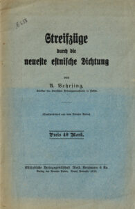Streifzüge durch die neueste estnische Dichtung von A. Behrsing, Direktor des Deutschen Privatgymnasiums in Fellin.