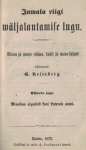 Jumala riigi wäljalautamise lugu. 1872