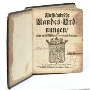 Liefländisce Landes-Ordnungen,…1705 back-side
