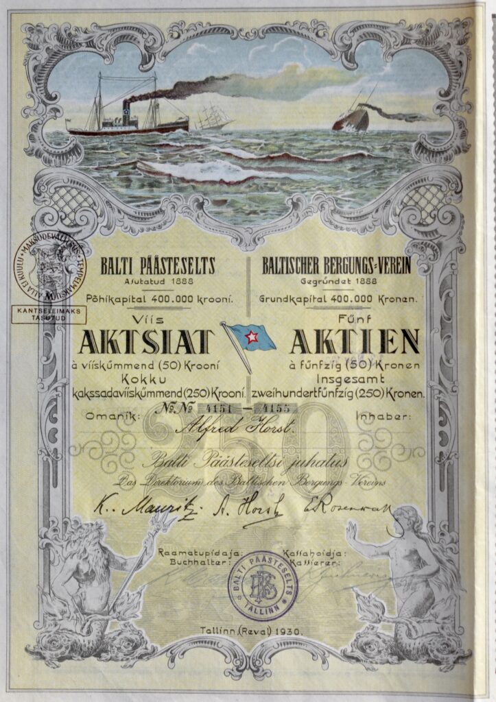 Balti Päästeselts aktsia.