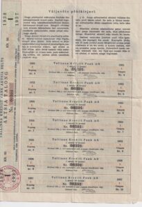 Tallinna krediit Pank A/S 1928  1 aktsia back-side
