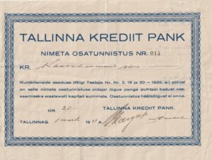 Tallinna Krediit pank 1929