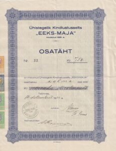 Ühistegelik Kindlustusselts EEKS-MAJA 1936 Kr 750