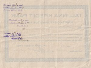 Tallinna Krediit pank 1929 back-side