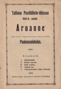 Tallinna Puutööliste-ühisuse 1907/8aasta aruanne.