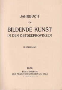 Võerhansu sign. Bildende Kunstinden Ostseeprovintsen 1909 III back-side